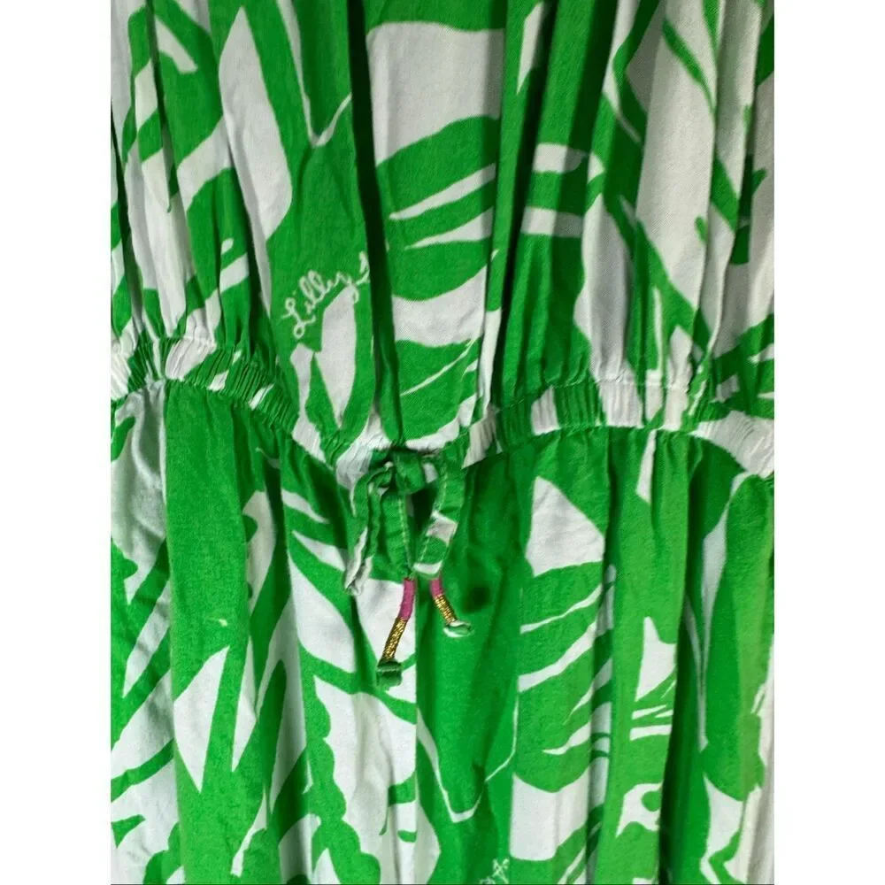 Lilly Pulitzer Girls Green Palm Print Romper Size 14/16